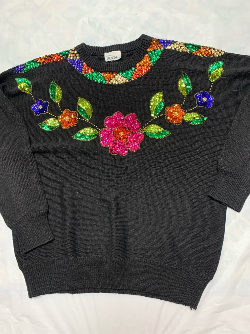 Mister Noah Vintage 80s Sequin Embellished Sweater Maximalist Size XL